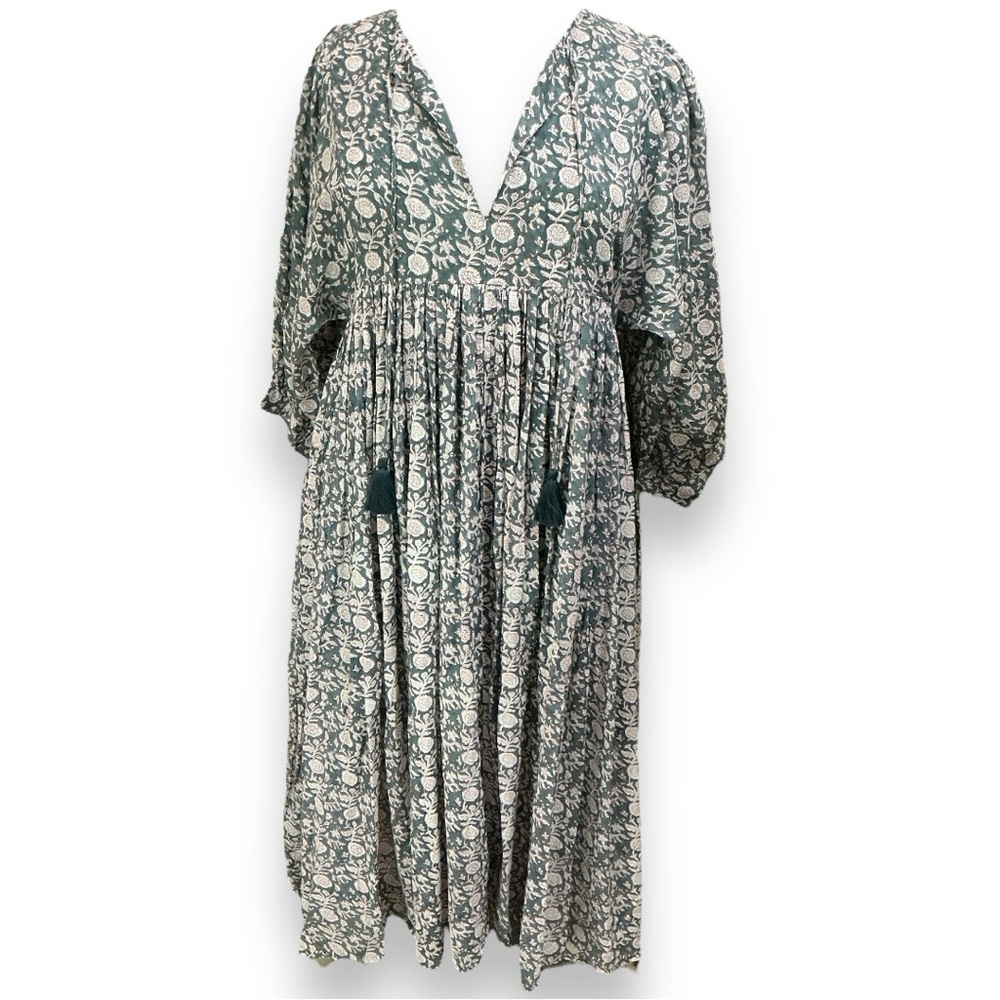 NWT dolma Dress Skye Cotton green 3/4 sleeve -same as DAUGHTERS OF India L XL